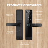 LPL010 Remote Locks Home Security Door Password Lock Automatic Smart Lockup Wifi Tuya Fingerprint Face Door Lock Black