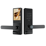L05 Modern High Security Fingerprint Interior Lever Handle Electronic Doors Keyless Password Door Smart Lock for Wooden Door