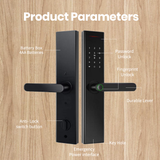 P03 Remote Locks Home Security Door Password Lock Automatic Smart Lockup Wifi Mobile Phone Tuya Fingerprint Door Lock Black