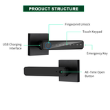 N197 Tuya TTlock Bluetooth Wifi App Handle Digital Keyless Electronic Biometric front door smart fingerprint door lock