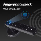 N196 Anti-theft New Hot Selling Security Privacy Bedroom Password Fingerprint Smart Handle Lever Door Lock With Tuya App