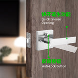 5061 Zinc Alloy Contemporary USA Interior Modern Square Privacy Bathroom Handle Lever Door Lockset With Quick Release