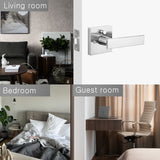 5061 Zinc Alloy Contemporary USA Interior Modern Square Privacy Bathroom Handle Lever Door Lockset With Quick Release