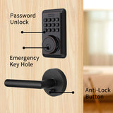 Matt Black Hot New Intelligent Elegant Smart Deadbolt Password Key Lock With Heavy Duty Lever Handle Combo Door Lockset