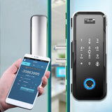 GD-669R Electronic Aluminum Smart Glass Door Lock with Tuya App Fingerprint Password