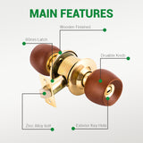 5831 Security China Manufacturer High Quality Polished Brass Cylinder Wooden Knob Door Lock For Front Door