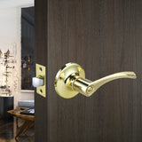 6401 Polished Brass Modern Style Privacy Bathroom Lever Handle Push Button Door Locks For Front Door