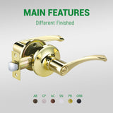 6401 Polished Brass Modern Style Privacy Bathroom Lever Handle Push Button Door Locks For Front Door