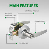 6411SN Apartment Office Economical Durable Entrance Lever Handle Zinc Alloy Door Lock